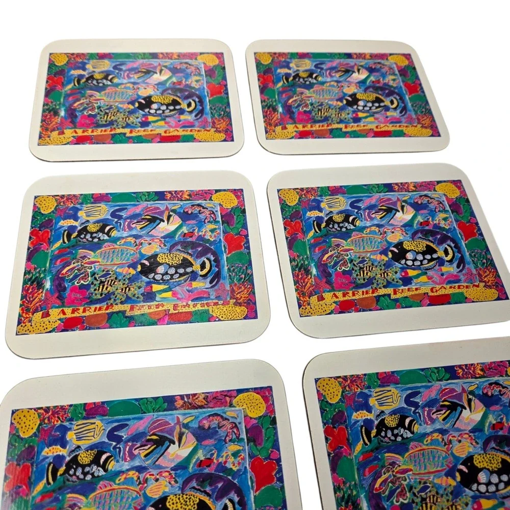 Ken Done Barrier Reef Garden Tropical Fish Art Coaster Vibrant Color Kitchen Bar
